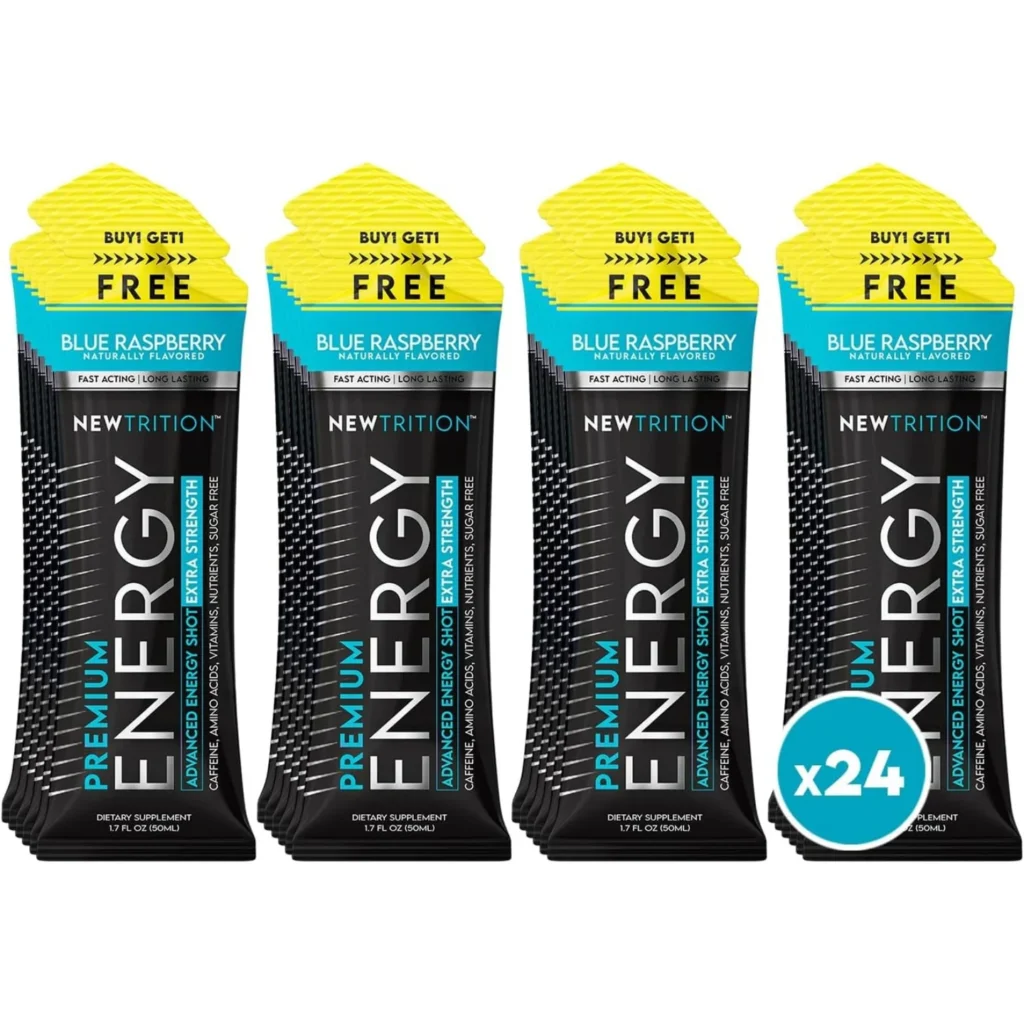 Newtrition Extra Strength Energy Shots - Blue Raspberry Flavor - Pack of 24