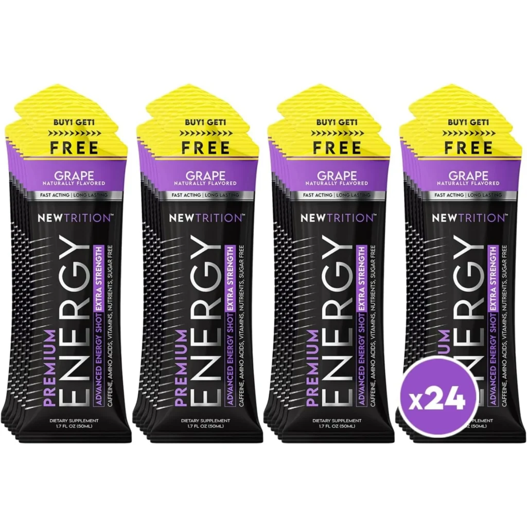 Newtrition Extra Strength Energy Shots - Grape Flavor - Pack of 24