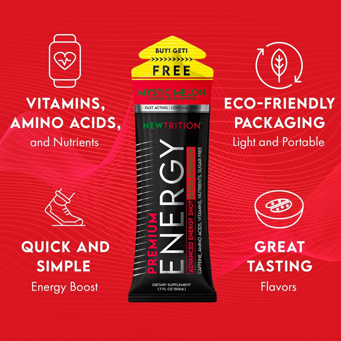 Newtrition Extra Strength Energy Shots - Mystic Melon Flavor - Pack of 24 - Image 2