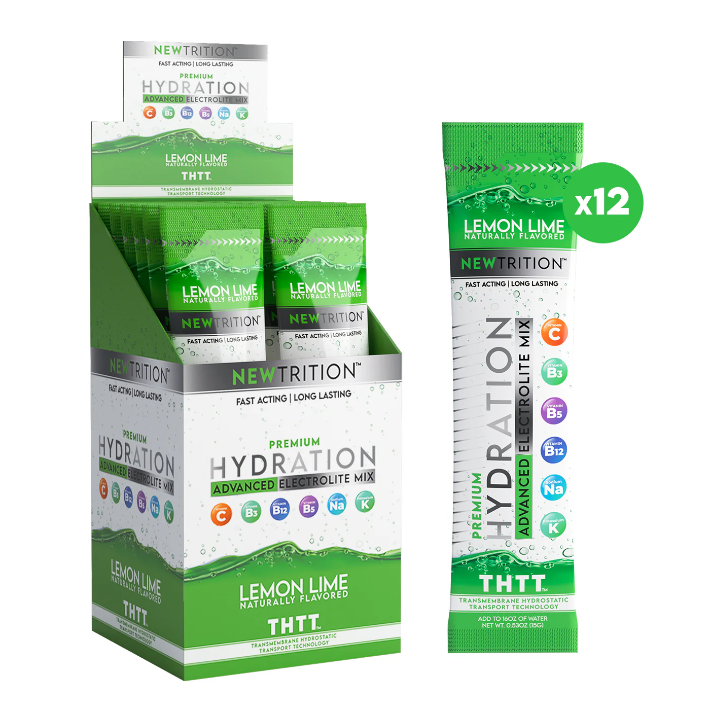 Newtrition Electrolyte Hydration Packets - Lemon Lime - Pack of 12